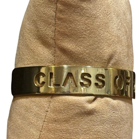 Rustic Cuff Gold-Tone Class of 2016 Cut-Out Cuff Bracelet Grad Gift Preowned - Picture 5 of 15